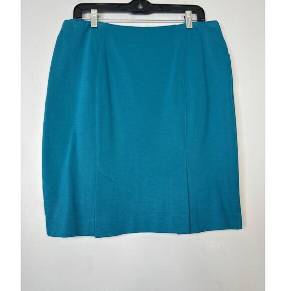 Cabi Women's A-Line Mini Skirt Slit Pockets Career Turquoise Blue Size 10 - Picture 2 of 8